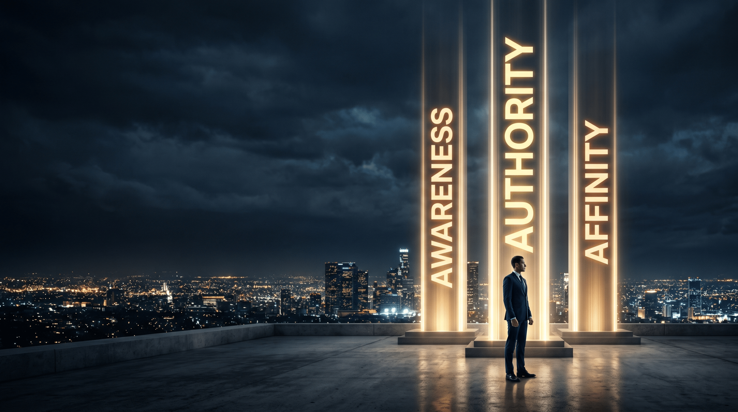 Three pillars of brand growth — Awareness, Authority, and Affinity — representing the most overlooked growth driver in business