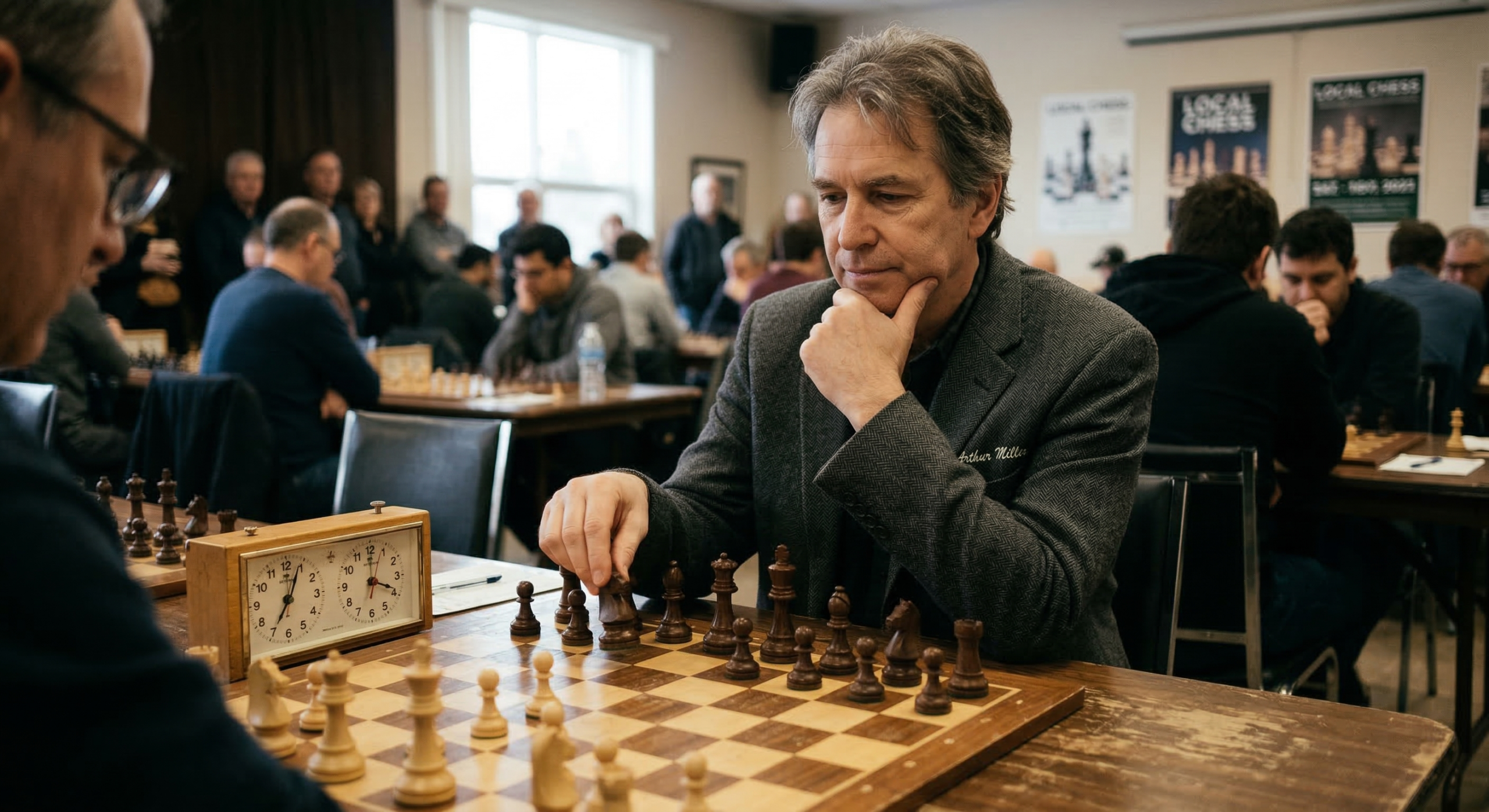 Chess player calmly studying the board mid-game, representing the quiet strategic thinking style of high-impact executive leaders