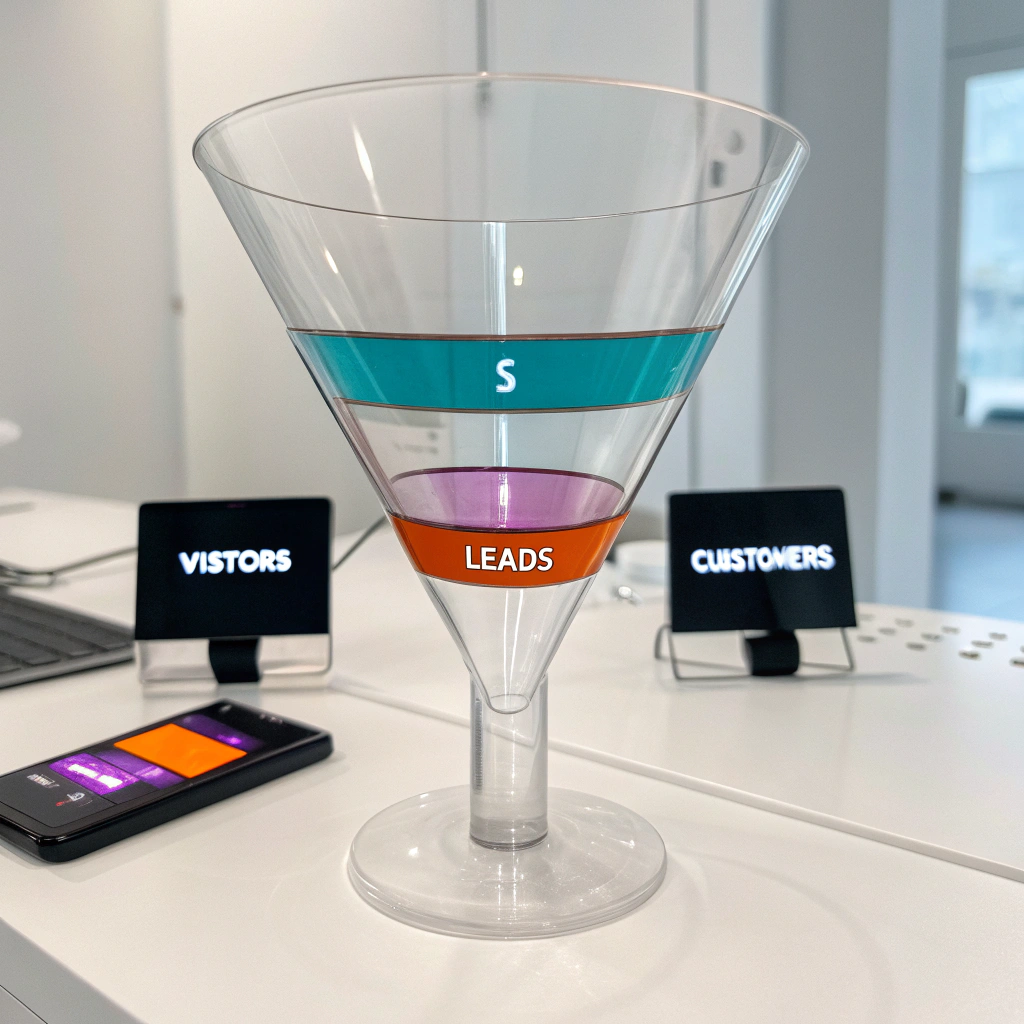 A sleek diagram of a funnel with interconnected sections labeled Marketing, Sales, Customer Success, all glowing in purple against a dark background, symbolizing a unified revenue engine.